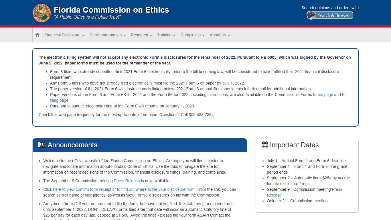 Public Records Exemption Request - Ethics